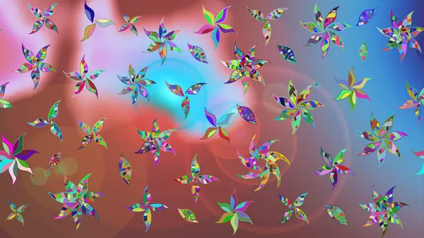 Raster Floral Illustration, Asyalı tekstil. Kahverengi renkli etnik çiçeklerle zarif bir eskiz deseni..