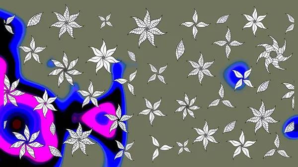 Yeşil renkler üzerine çiçek desenli çizimler, el yapımı papatyalar, papatyalar. Tekrarlayan çiçek arkaplanı, zarif yeşil çiçek duvar kağıdı.