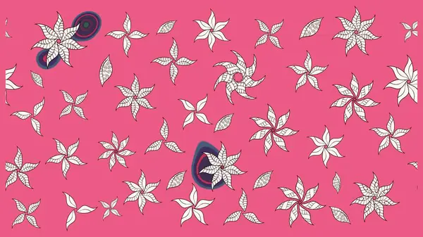 Klasik çiçek tasarımı elementleri. Pembe kıvırcık çiçekler pembe renklerde şekillenir. Raster illüstrasyonu.