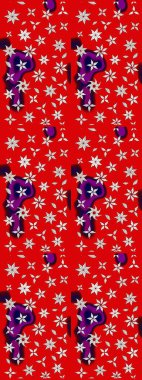 Çiçekler. Soyut etnik raster çizim kalıbı. Vadinin çiçekleri kırmızı renklerde.