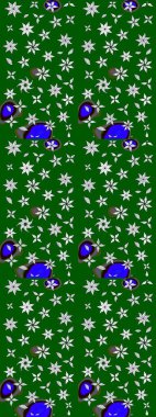 Sevimli çiçek raster deseni. Yeşil renkli çiçekler. Renkli Yaz Temalı eskiz kalıbı. Düz Çiçek Elementleri Tasarımı.