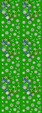 Raster illüstrasyonundaki çiçek desenli çizim. Yeşil renkte çiçekler.