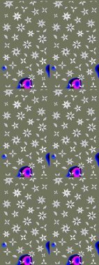 Parlak renkli çiçekli ve yeşil yapraklı harika bir çiçek deseni. Moda baskıları için zarif bir şablon. Modern çiçek arkaplanı. Halk stili.