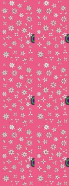 Üzerinde pembe renkte çiçekler olan bir çiçek deseni çiz. Suluboya tarzında pembe renkte çiçekler.