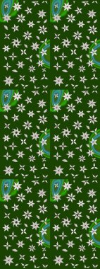 Suluboya çizim kalıbı. Çiçek izi. Suluboya tarzında yeşil renkte çiçekler.