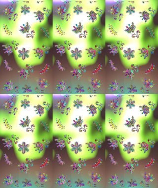 Raster illüstrasyonu. Renkli Bahar Teması eskiz kalıbı. Kahverengi, nötr ve yeşil renklerde zarif çiçekli suluboya. Düz Çiçek Elementleri Tasarımı.