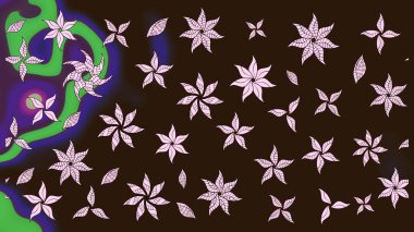 Raster illüstrasyonundaki çiçek desenli çizim. Kahverengi renkte çiçekler.