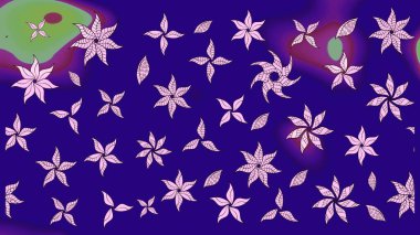 Düz Çiçek Elementleri Tasarımı. Güzel kumaş deseni. Karalama çiçeği. Renkli Bahar Teması eskiz kalıbı. Raster illüstrasyonu. Zentangle soyut çiçekleri.