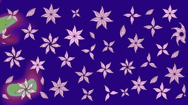 Raster illüstrasyonu. Güzel kumaş deseni. Mavi renklerde. Raster illüstrasyonunda çiçek deseni çizimi.