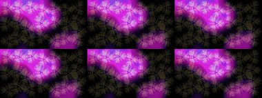 Kar tanelerinin soyut arkaplanlı Noel şablonu. Siyah, mor ve mor kar taneleri. Raster illüstrasyonu. Noel ve Yeni Yıl moda baskıları için tatil tasarımı.