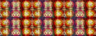 Kahverengi, kırmızı ve sarı renkler üzerine illüstrasyon. Kışın sembolü, mutlu noeller, mutlu yeni yıl kutlaması Raster illüstrasyonu. Soyut duvar kâğıdı, ambalaj dekorasyonu. Kar tanesi kadar basit..