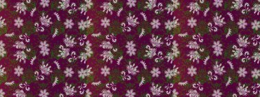 Düz Çiçek Elementleri Tasarımı. Renkli Bahar Teması eskiz kalıbı. Raster illüstrasyonundaki çiçek desenli çizim. Süslü kumaş deseni.