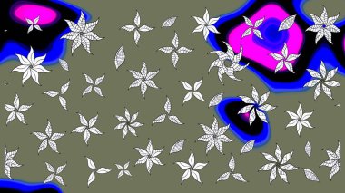 Küçük çiçekli yay deseni çiz. Raster illüstrasyonu. Suluboya tarzında yeşil renkler üzerine.