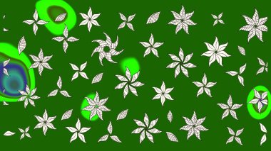 Elle çizilmiş çiçek desenli Raster çizimi. Tekstil, kumaş, ambalaj, hatıra defteri için hoş bir çiçek arkaplanı. Çocuksu tasarım. Yeşil arkaplanda.