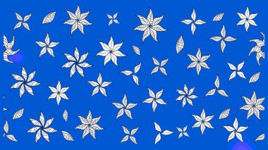 Çiçekli eskiz çizimi. Mavi renkli çiçekler. Renkli Yaz Temalı eskiz kalıbı. Düz Çiçek Elementleri Tasarımı.