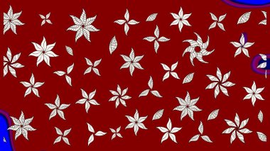 Çiçek buketleriyle klasik bir eskiz şekli. Raster illüstrasyonu. Kırmızı renklerde.