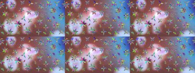 Renkli Bahar Teması eskiz kalıbı. Düz Çiçek Elementleri Tasarımı. Güzel kumaş deseni. Raster illüstrasyonunda çiçek deseni çizimi.