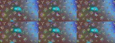 El çizimi. Raster illüstrasyonu. Çiçekli, yapraklı, çiçek desenli çizim..