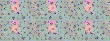 Küçük çiçekteki sevimli çiçek deseni. Varicologray Raster çizimi. Birçok gri soyut çiçekli tropikal çizim deseni.