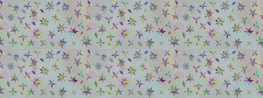 Raster. Gri renkli güzel çiçekli çizim deseni, suluboya çiçek deseni, duvar kağıdı, kart veya kumaş için fayanslı..