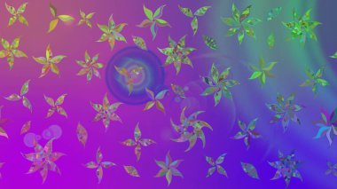 Mor renkli çiçekler. Raster illüstrasyonunda çiçek deseni çizimi.