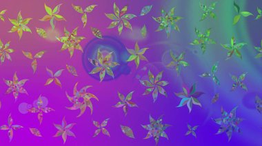 Raster illüstrasyonundaki çiçek desenli çizim. Mor renkte çiçekler.