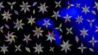 Siyah renkli çiçekler. Raster illüstrasyonu. Çizim çiçek deseni duvar kağıdı için kullanılabilir.