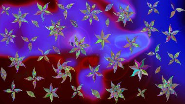 Miles Fleur, süslü püslü bir süs. Tomurcukları papatya çiçekleri olan sevimli bir çiçek deseni. Raster illüstrasyonu. Kumaş, tekstil, duvar kağıdı baskısı için. Eski usul. Taslak arkaplan.