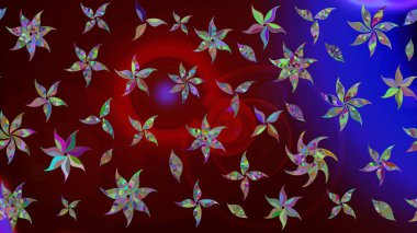 Düz Çiçek Elementleri Tasarımı. Çiçek desenli çizim. Raster illüstrasyonu. Renkli Bahar Teması eskiz kalıbı. Asya tekstil tarzında. Güzel kumaş deseni.