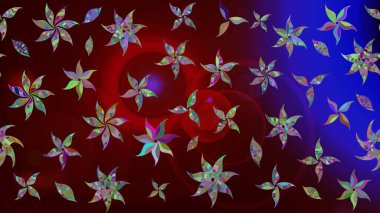 Çiçekler suluboya tarzında kahverengi renkte. Raster illüstrasyonunda çiçek deseni çizimi.