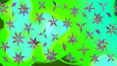 Raster çiçek desenli çiçek deseni, yapraklar, dekoratif elementler, sıçrama, lekeler, el çizimi kontur çizgileri ve Doodle çizim stili, grafik raster çizim çizimi.