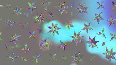 Gri renklerde. Çiçekli güzel suluboya desen. Raster illüstrasyonu.