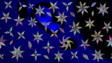 Vadinin mavi renkli çiçekleri. Çiçeksel çizim kalıbının çizimi.