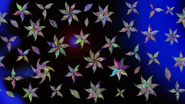 Raster düz çiçek çizim deseni. Siyah renkli çiçekler. Tasarım hediye paketi, tebrik kartları, posterler ve afiş tasarımı.