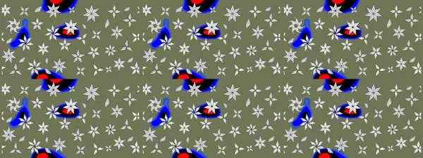 El çizimi, soyut ve süslü elementler. Yeşil renkler. Suluboya resim taklit Raster çizimi. Yaz çiçekleri teması. Klasik çiçekler..