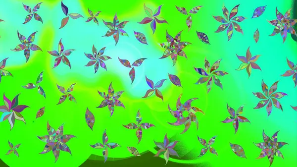 Raster illüstrasyonu. Kumaş, tekstil, duvar kağıdı baskısı için. Miles Fleur, süslü püslü bir süs. Eskiz geçmişi. Eski usul. Tomurcukları papatya çiçekleri olan sevimli bir çiçek deseni..