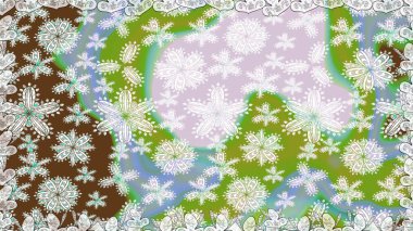 Raster illüstrasyonu. Yaprak ve çiçeklerin suluboya resmi, tarafsız renklerde kusursuz desen. Tarafsız renklerde bahar çiçekleri..