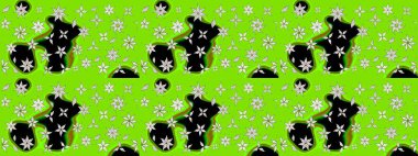 Yeşil renkli çiçekler. Kumaş desenli papatya çiçekleri ayrıntıları.