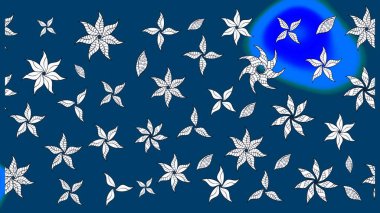 Suluboya elle çizilmiş çiçek desenli eskiz deseni. Parlak renkli fantezi çiçekleri, yapraklar, mavi renkli tomurcuklar.