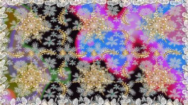 Gri renkler ve altın elementler üzerinde altın pürüzsüz desen. Gri renklerde ve altın elementlerle kusursuz klasik desen. Noel, kar tanesi, yeni yıl.