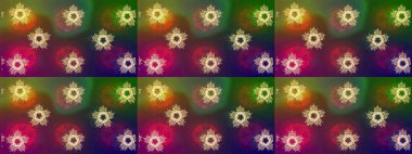 Sihirli yeşil, kahverengi ve mor tatil soyut arka plan yıldız ve düşen kar taneleri. Raster illüstrasyonu. Noel yeşili, kahverengi ve mor.