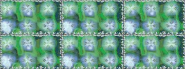 Miles Fleur, süslü püslü bir süs. Raster illüstrasyonu. Tomurcukları papatya çiçekleri olan sevimli bir çiçek deseni. Kusursuz bir geçmişi var. Kumaş, tekstil, duvar kağıdı baskısı için. Antika retro tarzı.