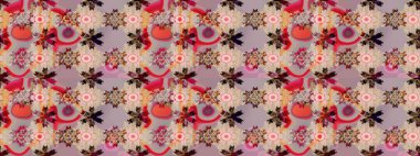 Raster illüstrasyonu. Renkli arka planda güzel kar taneleri. Raster kar taneleri deseni.