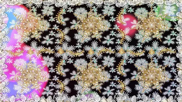 Damask kusursuz yinelenen arkaplan. Barok tarzında altın çiçekli süs. Tarafsız renklerde altın element. Doku arkaplanı üzerine altın duvar kağıdı.