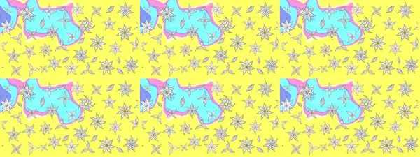 Eskiz modeli etnik tasarım. Çiçekleri, deniz kabukları, mandalaları ve suluboya efektleriyle donanma geçmişi. Yatak çarşafları, ceket, paket tasarımı, kumaş ve moda kavramları için tekstil baskısı.