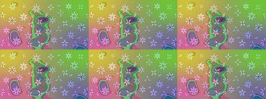 Gömlek baskısı için çiçek boyası. Çiçek desenli eskiz. Yeşil renkte çiçekler.