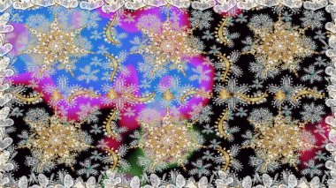 Kusursuz altın desen. Gri renkli ve altın elementli altın desenli. Raster doğulu süsü.