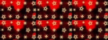 Yüzey için tekrarlanan doku, ambalaj kağıdı, kırmızı, siyah ve kahverengi renkte kar tanesi. Kış kar taneleri, raster arka plan.