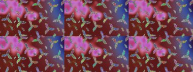 Kahverengi, kırmızı ve mor renkli kar taneleri. Noel stili. Raster illüstrasyonu.