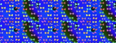 Raster illüstrasyonu. Mavi arka planda kelebek deseni. Kumaş, Tekstil, Yazdırma ve Davetiye için arkaplan.